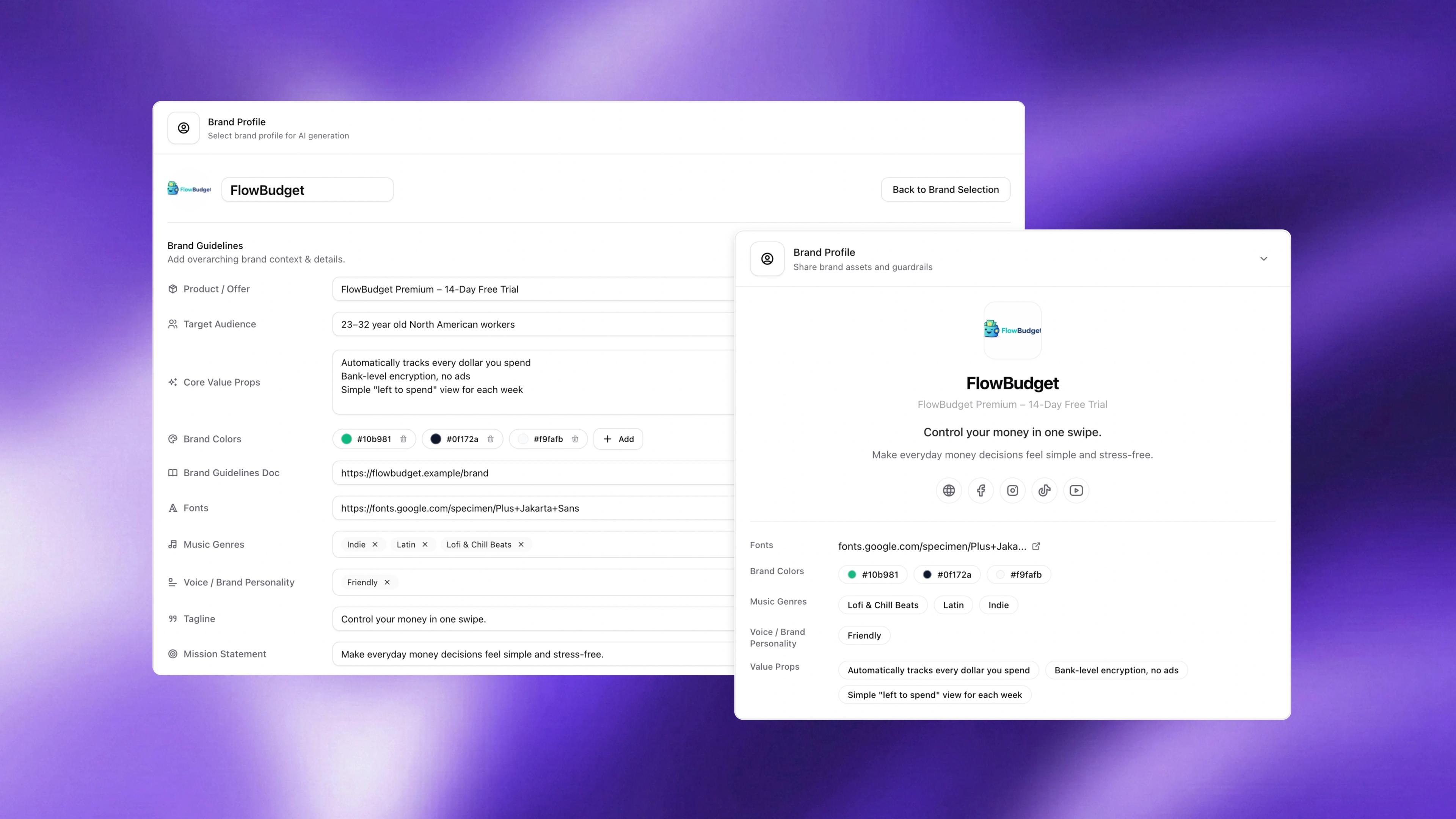 One-Click Brand Profiles